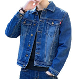 Denim Jackets Man Black Short Jeans Coat for Men Casual Slim Button G New in Original Korea Winter Oversize Size L Outwear Large