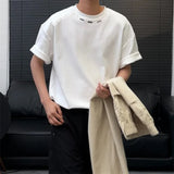 New Men's High Street Short Sleeve Y2K T-Shirt Summer Cotton Solid Color O-Neck Tshirts Hip Hop Fashion Loose Tee Tops