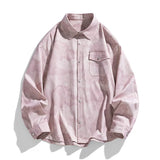 Spring Summer Men Long Sleeve Tie-Dye Shirts Men Y2K Vintage Cargo Shirt Korean Fashion Loose Streetwear Blouses Clothes