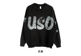 Round neck sweater men and women new autumn and winter styles letter printed American style trendy loose casual knit sweater top