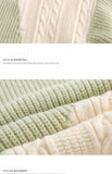 American high street men and women trendy contrasting color round neck sweater autumn and winter couple loose knit top harajuku