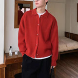 Fall Winter Men's Daily Loose Solid Sweaters Comfortable Button Knitted Cardiga 2024 Korean Thermal Long Sleeve Outerwears Male