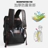  Leather Men’s Backpack For College School Style Backpack Waterproof With USB 15.6inch Large Capacity Casual Daypacks Mochila 
