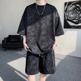 Summer Tie-dye Sports Suit Men's Short-Sleeved Tshirt Shorts Loose T-Shirt Short Pants Casual Breathable Running Suit Men Sets