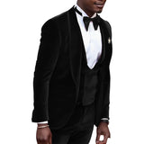 Velvet Suit Men One Button Wedding Groom Tuxedos Shawl Lapel Groomsmen Men Formal Prom Suits (Jacket+Pants+Vest+Tie)