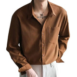 Elegant Fashion Harajuku Slim Fit Male Clothes Loose Casual All Match Outerwear Lapel Collar Solid Button Long Sleeve Jacket