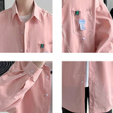 Shirts With Chain Men Loose All-match Spring New College Korean Style Popular Tops Casual Fashion Design Simple Turn Down Collar