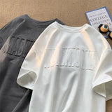 Fashion Harajuku European American suede letter graphic T shirt Street y2k men and women hip hop loose oversize short sleeves