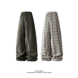 Winter Korean Men's Fleece Warm Casual Wide Leg Pants Trendy Straight Long Pants Elastic Waist Sweatpants Thermal Trousers