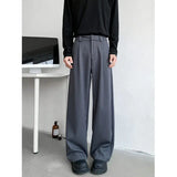 Grey Suit Pants Men Fashion Society Mens Black Dress Pants Korean Loose Straight Casual Pants Mens Office Formal Trousers