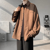 Mens Long Sleeve Shirts Solid Color Casual Loose Fit Spring Summer Oversized Minimalist Top Breathable Comfortable Daily Wear