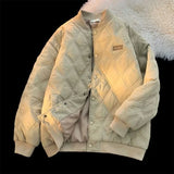 Padding Aesthetic Male Padded Coats Rhombus Lattice Parkas Trend Men's Down Jacket Quilted Cold Lightweight Winter Outer