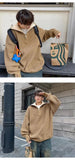 American autumn and winter men and women trendy personality lazy style zipper lapel couple loose knit pullover sweater harajuku