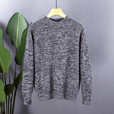 New Japanese Retro Men Sweater Light Luxury Knitted O Neck Grey Long Sleeve Pullover Casual Loose Premium Thickened Knitwear