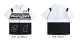 American Retro Racing Suit Short-sleeved Shirt Men Korean Version 2025 New Fashionable High-end High-art Motorcycle Style Top