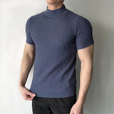 Men's Clothing Fashion Jacquarded Tops Luxury High Quality Knit O Neck Short-sleeved T-shirt Leisure Popular Retro Slim Knitwear