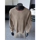 Autumn Knitted T-shirt Men Fashion Casual Long Sleeve T-shirt Men Streetwear Korean Loose Round Neck T Shirt Mens Top M-3XL