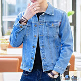 Denim Jackets Man Black Short Jeans Coat for Men Casual Slim Button G New in Original Korea Winter Oversize Size L Outwear Large