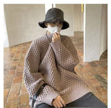 American style trendy men and women retro round neck personalized sweater couple autumn and winter lazy style casual knitted top