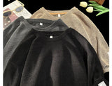 Cityboy Kpop Shirt Waffle O-Neck Short-sleeved T-shirt Men Women Summer Trendy Loose Casual Heavy Half-sleeved Top Aesthetic