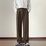 New Fashion Male Suit Pants Light Luxury Draped Cropped Button-down Business Casual Pants Premium Slim-fit Elegant Dress Trouser
