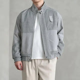 Stand Collar Jackets for Men's Autumn Korean New Trend Short Patchwork Jacket Casual Vintage Simple Knitted Coats Daily Outwear
