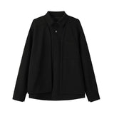 Spring New Men's Shirts Long Sleeve Fake two pieces Solid Color Casual Shirt 2025 Harajuku Blouse Fashion Unisex Clothes coat