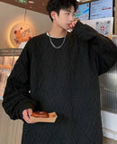 Men Sweatshirts Solid Round Neck Baggy Comfortable Streetwear Japanese Style Handsome Chic Windproof All-match Classic City Boy