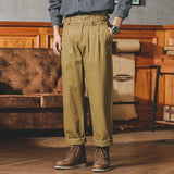 Japanese Vintage Amikaki Workwear Pants Men Spring Autumn Straight Casual Trousers Gentlemen Green Tough Rough Pants Old School