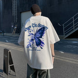 Men's T-shirts Oversized 5XL Casual Summer Wear Black Cotton Men Tshirt Butterfly Print Tee Shirts Fashion for Men New Clothes
