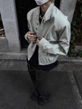 American Retro Multi-button Stand Collar Design Jacket Men Korean Hip Hop Coat High Street Hip-hop Solid Color Classic Jacket