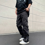Retro American High Street Solid Loose Overalls Straight Casual Pants Fashion Trend Couples Straight Casual Functional Trousers