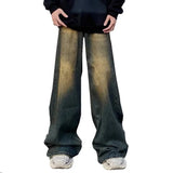 Men New Fashion Casual Baggy Jeans Male Wash High Waist Straight Wide Leg Solid Color Denim Pants High Street Comfortable Pants