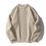 Round Collar Pullover Sweater Solid Colour Basic Men Women Autumn Winter Parsimonious Simple Couple Knit Sweater Warm Soft