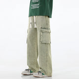 Autumn New Men Cargo Jeans Baggy American High Street Y2K Multi-pocket Youth Overalls Fashion Streetwear Vintage Wide Leg Pants