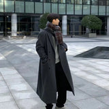 Men's Long Woolen Jacket To The Knee Winter Thickened Herringbone New Style Autumn/winter High Tall Coat