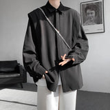 Sleek Drape Shirt Innovative Faux Two-Piece Design Modern Layered Look Stylish Comfortable Fabric Trendy Chic New Fashion Forwar