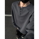 White Long Sleeved T-shirt Men Fashion Black Casual T Shirt Men Streetwear Korean Loose Round Neck Pleated T Shirt Mens Top