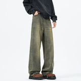 Baggy jeans mens New Korean Men's Casual Long Jeans Classic Man Straight Denim Wide-leg Pants Solid Low-rise jeans
