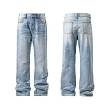 JEANS Mens Classic Straight Light Blue Washed Denim Jeans M-5XL 7 Size Options Big Tall Multiple Fit Vintage Wash Large Size