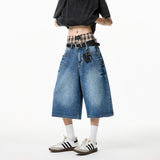 Mens Calf length jeans Loose Fit Summer Studded Rivet Casual Streetwear Lightweight Comfort Cool Trendy Fashion weid leg