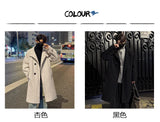 New 2025 Autumn Winter Men Imitation Wool Overcoat Stand Collar Mid Long Single Breasted Windproof Warm Coat Fashion Outerwear
