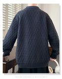 Korean Style Men's Polo Sweater Light Luxury Textured V-neck Knit Long Sleeve Pullover Autumn Casaul Trendy Male Clothing M-3XL