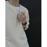Autumn Men‘s Long Sleeve T-shirts Half Zipper O-Neck Tops Tees Solid Boys Streetwear Hip Hop Clothes