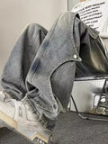 Jeans Men Creative Fashion Design High Street Casual Handsome Loose European Style Full Length Cozy Gradient Color Chic Simple