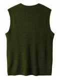New Popular Preppy Style Men Sweater Vest Casual Knitted Streetwear Solid Color V Neck Waistcoat Leisure High Quality Knitwear