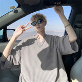 Men's Striped T shirts Cotton Solid 4XL Mens Summer Wear Oversized T-Shirt Casual Tee Shirts Fashion Male Clothes Big Size