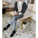 Light Mature Style Autumn Winter New Cardigan Men British Retro College Style Knitted Jacket Contrasting Suit Collar Sweater