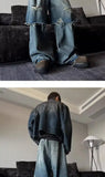 American Spring and Autumn Trendy Street Personalized Fake Two piece Straight leg Jeans Couple Loose Retro Casual Pants y2k