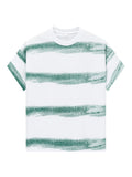 250G Cotton Summer T-shirts Men Korean Fashion Irregular Stripes Basic Tees Y2K Tops Short Sleeve Oversized T Shirts